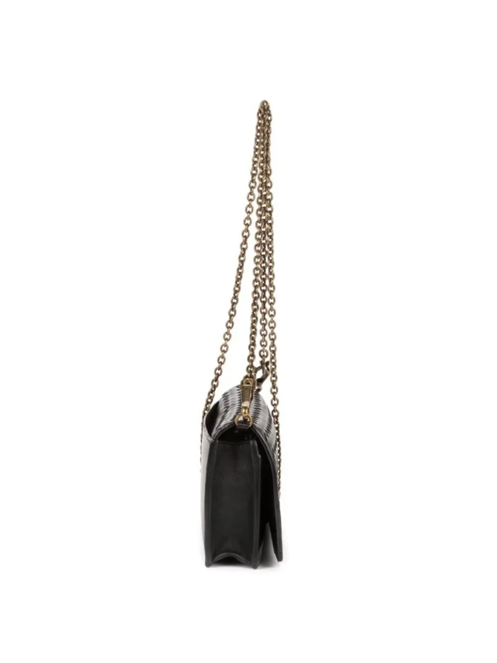 Bottega Venetawallet on Chain Crossbody Black Intrecciato Calfskin Leathera